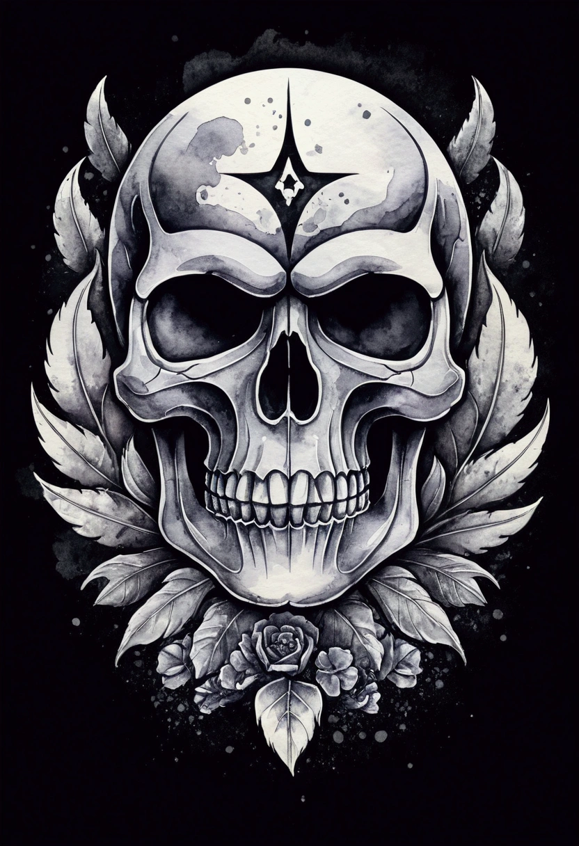 High quality, logo style, watercolor, with 3D effect, as if puff printing. Powerful logo with strong, dark colors, like a skull. Monochromatic background, by yukisakura, incredible and original colors of the species. Traditional Screen Printing: "Create a t-shirt design with traditional screen printing using layers of solid, overlapping colors."