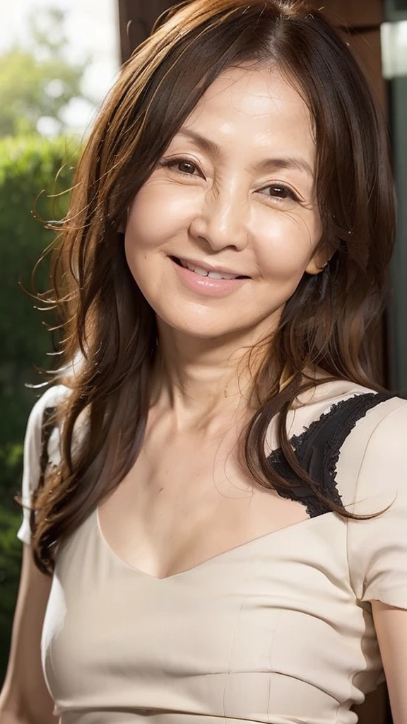 ((Highest quality)), ((8K)), ((masterpiece:1.3)), (Perfect look), (Photorealism:1.6), (JMA), (KE), (Portrait of a Japanese mature woman), (European Night), (Outdoor event venue), (Large crowd), Japanese women, 60 years old, ((Realistic skin texture)), (Fine wrinkles appear all over the skin: 1.3), (Dullness: 1.1), (Unmoisturized skin: 1.2) , (Facial wrinkles: 0.9), (Wrinkles around the eyes: 1.2), double eyelid, Lower eyelid tear trough, The eyes are looking here, A gentle gaze, (Dimples: 1.2), BREAK(Red lips),BREAK 短い前髪, Long Hair, (Blonde), Lips open, Smiling with the corners of his mouth turned up, Soft fabric party dress, pumps, Small breasts, Small breasts, Flat Chest, (Slimming), (whole body), View from the feet,