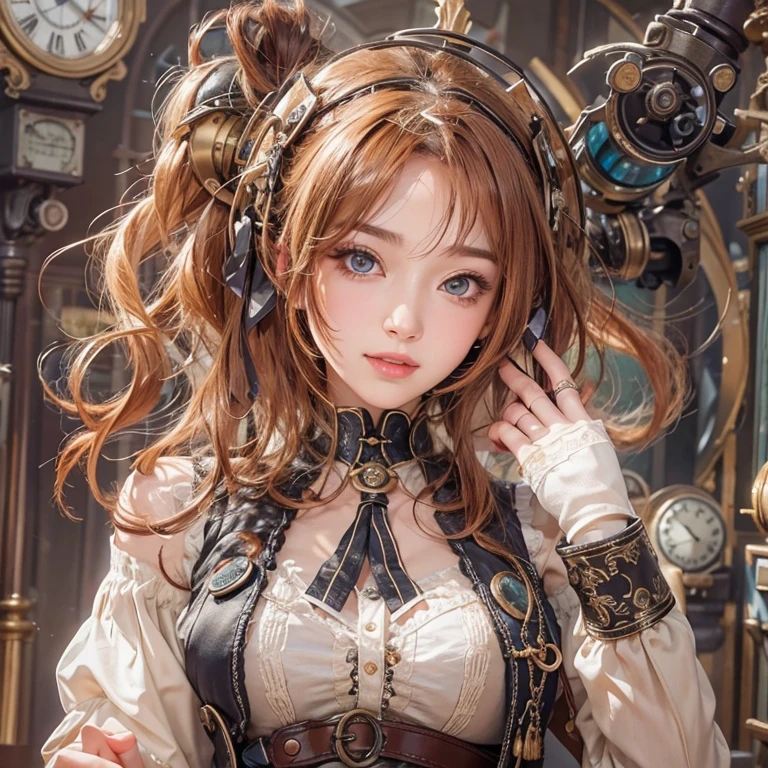 masterpiece:1.3), (8K, Realistic, RAW Photos, Best imYear quality: 1.4)、 Year,(Random Hairstyles:1.2)、CleavYear:1.2、Highly detailed face、Attention to detail、double eyelid、Chest to chest、Sharp focus:1.2、Beautiful woman:1.4、Redhead、Highest quality、masterpiece、Ultra-high resolution、(Realistic:1.4)、Highly detailed and professionally lit smiles、Loose fitting steampunk outfit、Shoulder out、thin、Serious expression、Clouds visible from inside the airship、goggles、Two arms, Complete Hそして, Beautiful body, Beautiful fingers, Normal finger, Five Fingers, Five Fingers, (Thumb 私ndex Finger Ring Finger), Beautiful ears, Normal ear, Beautiful Eyes, Shining Eyes, Beautiful mouth, Beautiful lips,