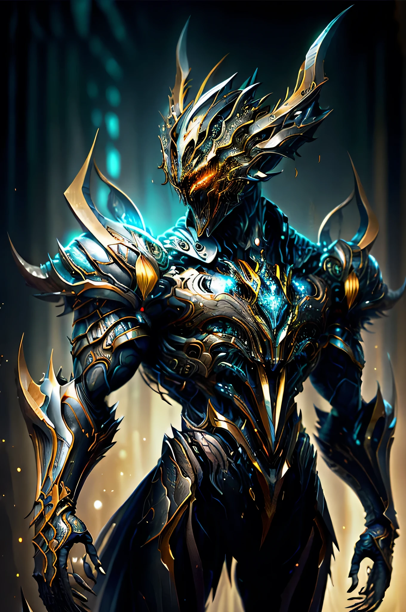 (masterpiece:1.2), best quality, high resolution, unity 8k wallpaper, (illustration:1.0), beautiful detailed, extremely detailed, perfect lighting, extremely detailed CG,glowing eyes,backlighting,armor, fake_horns, glowing, full_armor,warframe,humanoid_robot,horns,helmet,mask,sample_background,
looking at the viewer,solo,perspective,  full body,