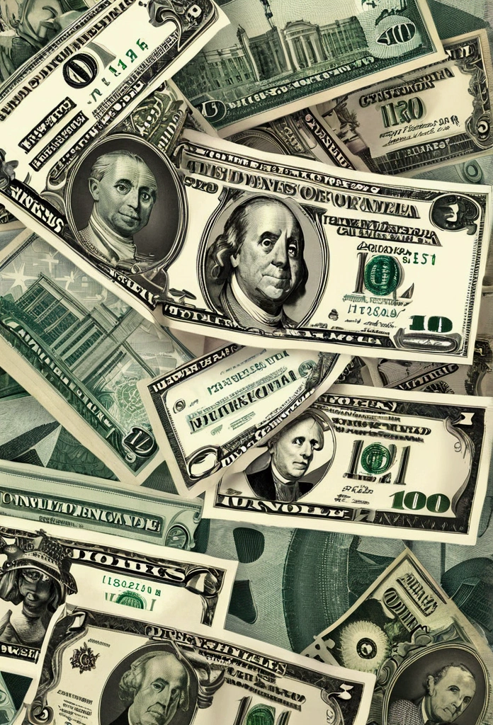 Money bills with a background representing the world. In the middle written my name "DUNORT3"