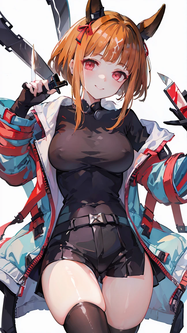 masterpiece, Highest quality, High resolution, Very detailed,(((Transcend))), (((Holding a knife。))), (((smile))), There are no highlights。