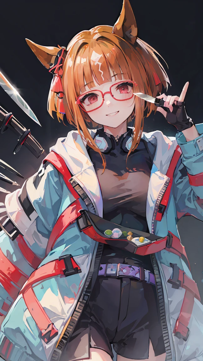 masterpiece, Highest quality, High resolution, Very detailed,(((Transcend))), (((Holding a knife。))), (((smile))), There are no highlights。