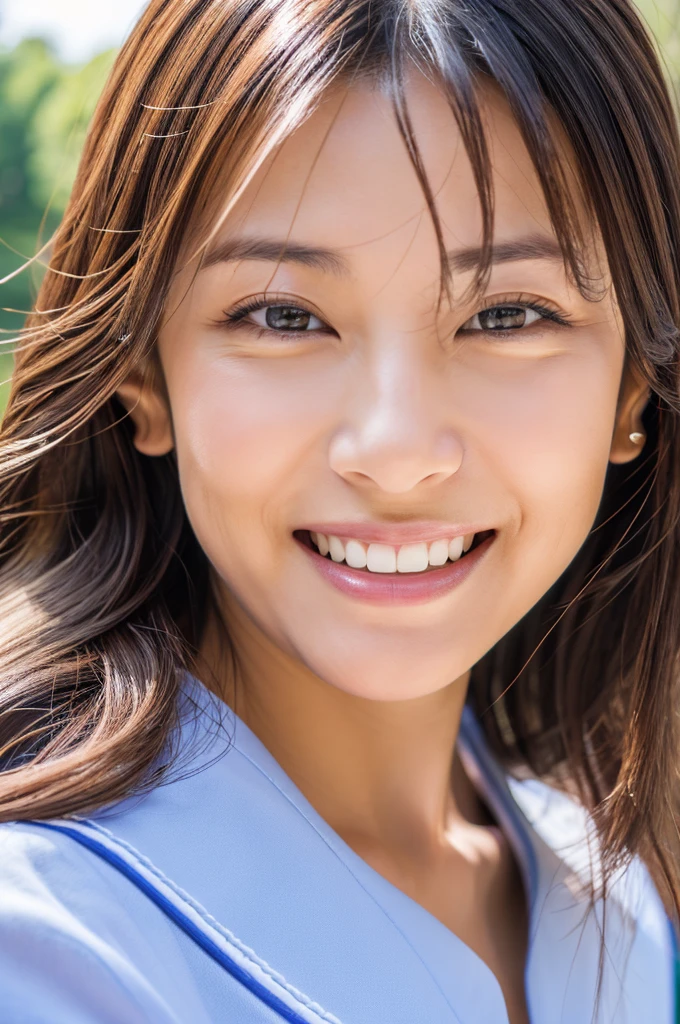 (8K、RAWE Photo、Highest quality、masterpiece:1.2)、(Real、Photorealistic:1.37)、Super detailed、Ultra-high resolution、1 girl、Beautiful detailed face、(Feather Cut: 0.6)、Professional Lighting、The lighting is bright、actress、model、Japanese、Full body、Wide-angle shot、Daytime、bright、 simple background ,Simple Background、Model posing, full body , cowboy shot ,40-year-old woman、Mature Woman、smile、smile、Playing happily、I'm crying、