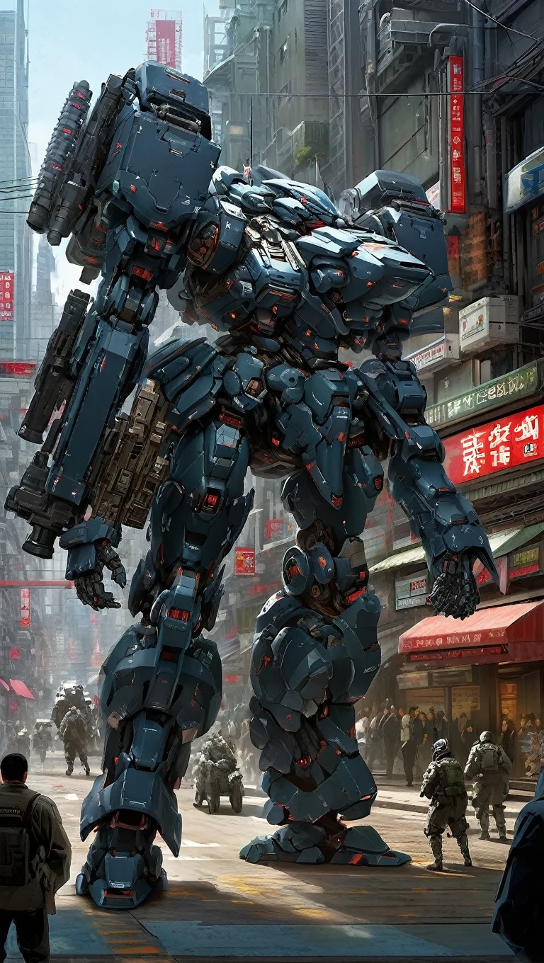 concept art of (zeon:0.4), (MRS:1.2), (ARMOREDCORE:0.8) , (very biggest size mecha:1.6),long legs, mecha armor, full armor,glowing eyes, (city:1.5), (full body:1.2),clenched hand, mechanical parts, robot joints,(holding huge weapon:1.5) ,(huge mechanical shield:1.2),best quality, masterpiece, highly detailed, ultra-detailed,(huge mechanical weapon:1.3),(detailed armor:1.2),(detailed shield :1.2),(detailed weapon:1.2),(huge mechanical gun:1.2)
, digital artwork, illustrative, painterly, matte painting, highly detailed