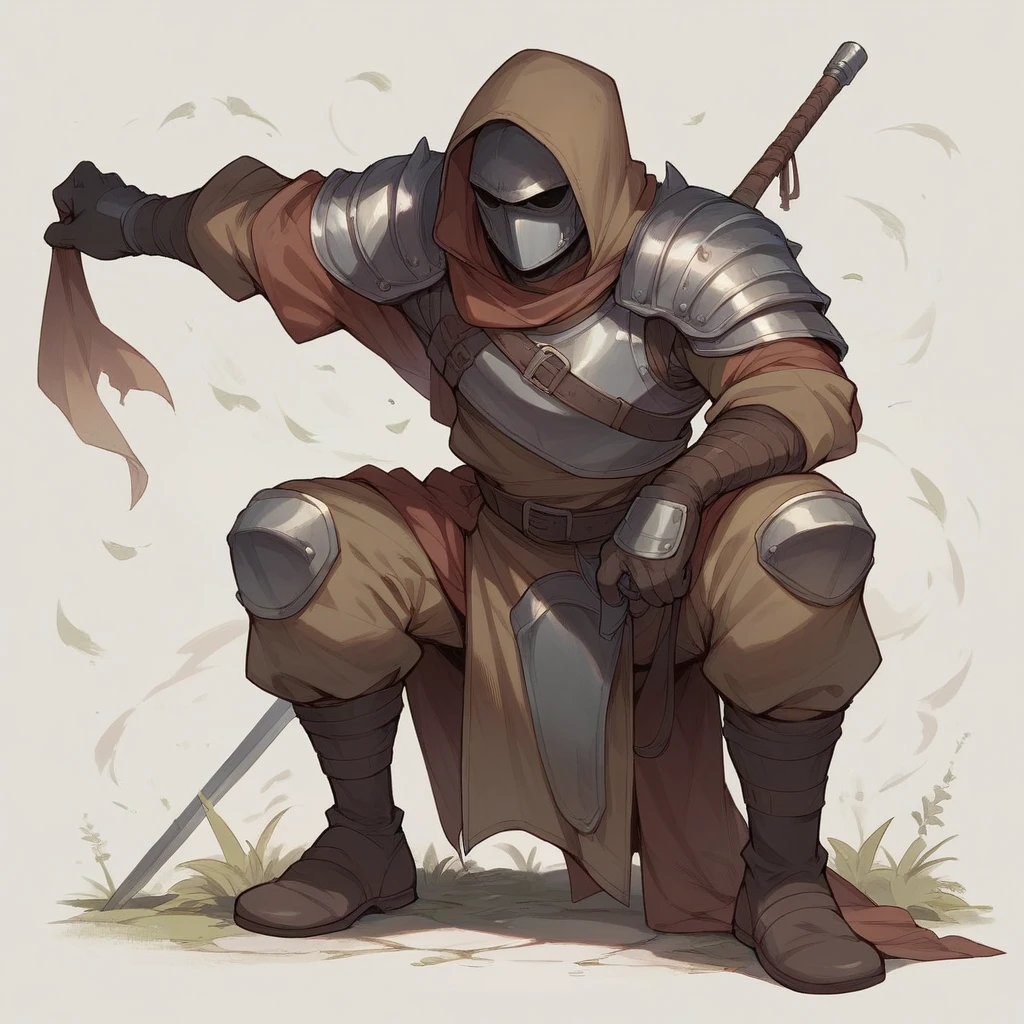 Create a warrior on his knees in battle