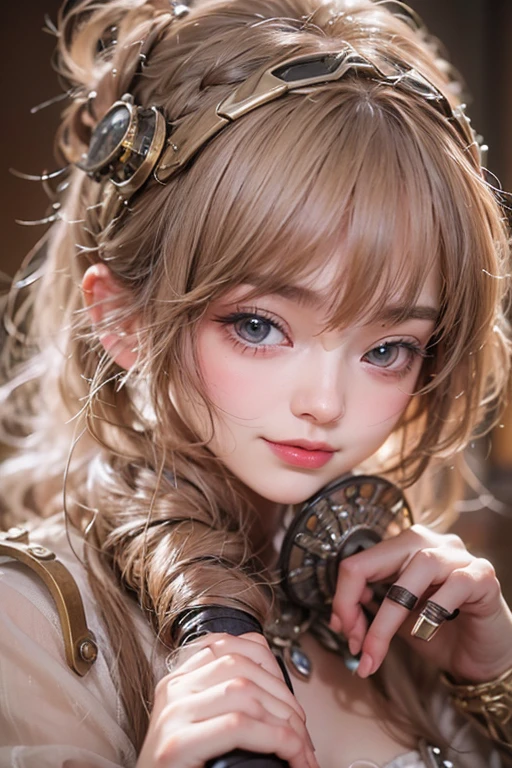masterpiece:1.3), (8K, Realistic, RAW Photos, Best imYear quality: 1.4)、 Year,(Random Hairstyles:1.2)、CleavYear:1.2、Highly detailed face、Attention to detail、double eyelid、Chest to chest、Sharp focus:1.2、Beautiful woman:1.4、Redhead、Highest quality、masterpiece、Ultra-high resolution、(Realistic:1.4)、Highly detailed and professionally lit smiles、Loose fitting steampunk outfit、Shoulder out、thin、Serious expression、Clouds seen from inside the airship、goggles、Two arms, Complete Hそして, Beautiful body, Beautiful fingers, Normal finger, Five Fingers, Five Fingers, (Thumb Index Finger Ring Finger), Beautiful ears, Normal ear, Beautiful Eyes, Shining Eyes, Beautiful mouth, Beautiful Lips,perfect finger:1.8