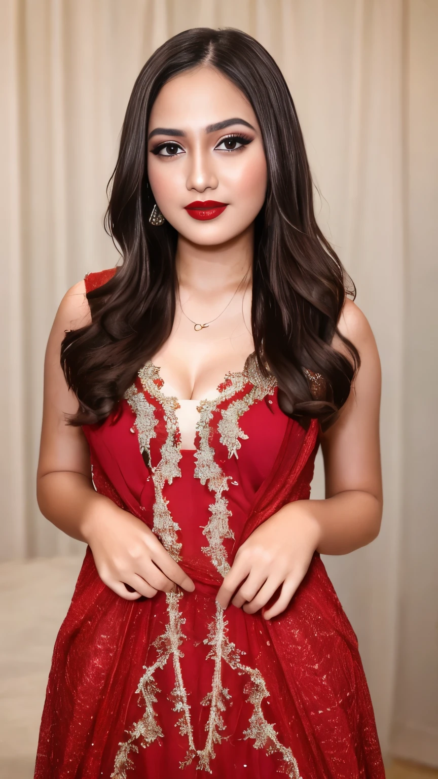 instagram photo, closeup face photo of 23 y.o Chloe in kebaya, Red Lipstick, sensual Lipstick, Sensational Make Up, , pale skin, (smile:0.4), hard shadows, Red G-STRING