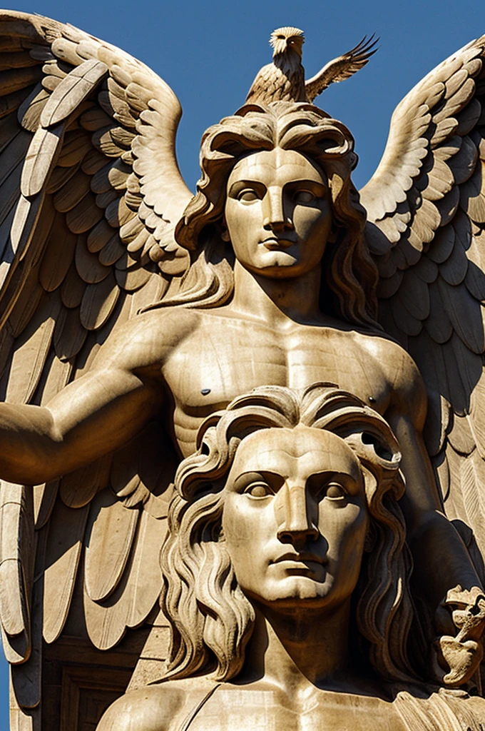 Angel with 4 heads, one of a lion, an ox, human head, eagle according to the bible