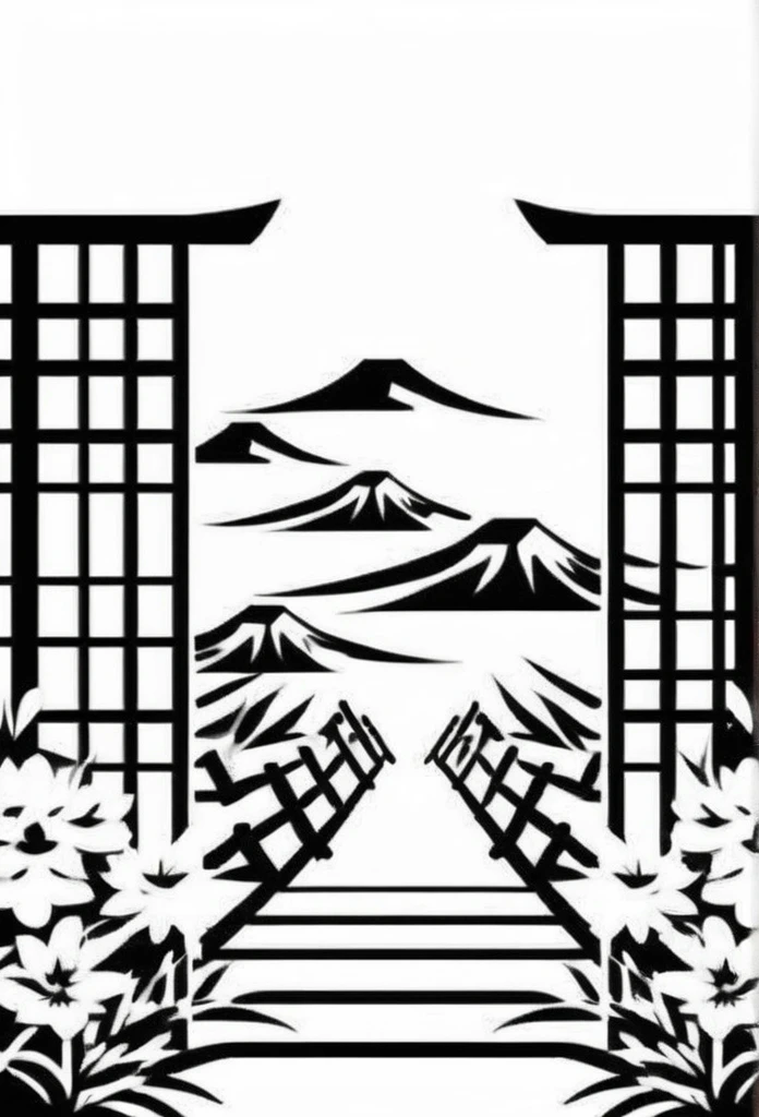 White background
Illustration of high-class Japanese flower fields
Along with the flower fields, bamboo bushes and bamboo leaves, the traditional Japanese streets are designed to slip between and between
Tasteful, Japanese-style design
chic and modern design
monotone
The background is white