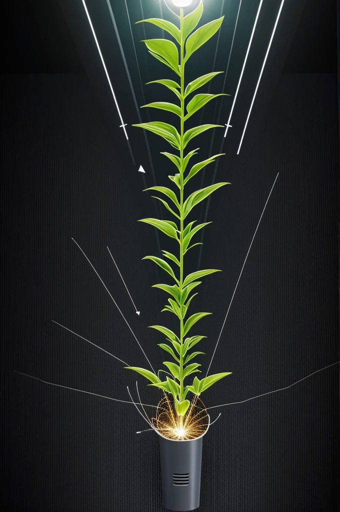 Graphic representation of an electrical signal traveling through the plant's vascular system in response to damage.