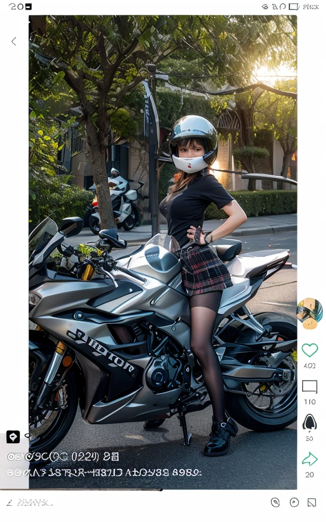 Beautiful girl sitting on a motorcycle