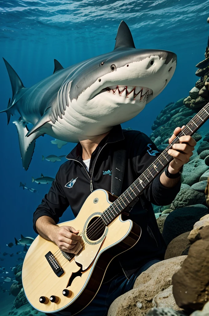 Shark with guitar