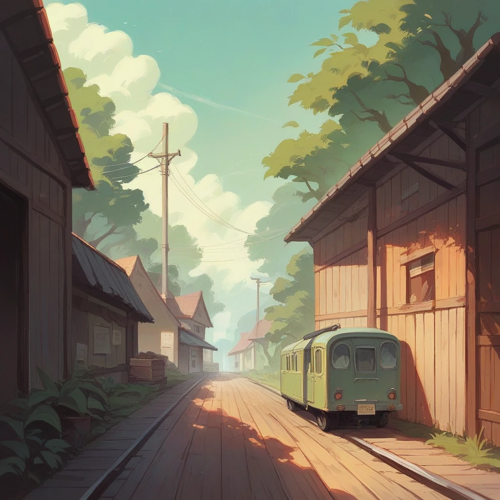 A scene on an old 1950s wooden movie style train