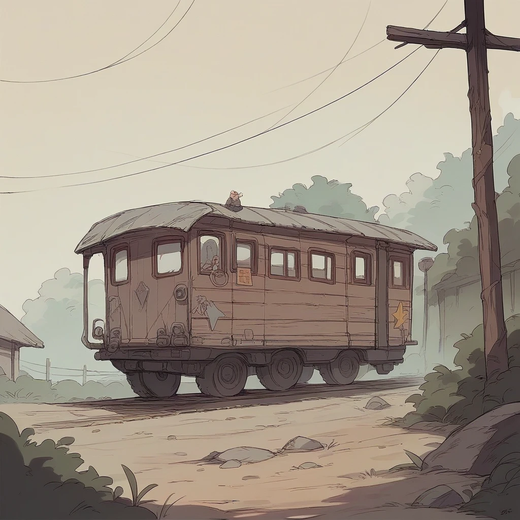 A scene on an old 1950s wooden movie style train
