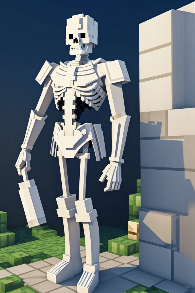 Make a King Whiter skeleton with square minecraft design 

