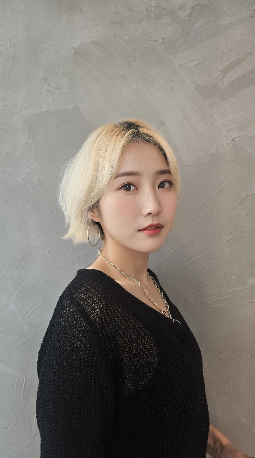 Best Quality, 8k, Masterpiece, (Portrait: 1.3), (photo realistic:1.4), (hyper realistic:1.4), Sharp Focus, looking at viewer, (smoother lighting:1.1), (increase cinematic lighting quality:0.9), realistic lighting, backlighting, light on face, ray trace, (brightening light:1.2), (Increase quality:1.4), sharp detail, (best quality real texture skin:1.4), finely detailed eyes, black_eyes, finely detailed face, 25 year old Korean woman
