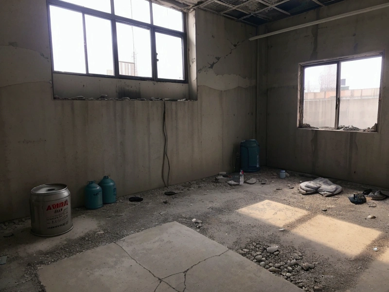 Abandoned Building、basement、Confinement Room、Torture chamber、Training Room、prison、(((No windows)))There is a dirty bed in the center of the room.、((No windows部屋))、Dim lighting、Several empty cans and bottles are lying on the floor.、Concrete Room,(((No windows))