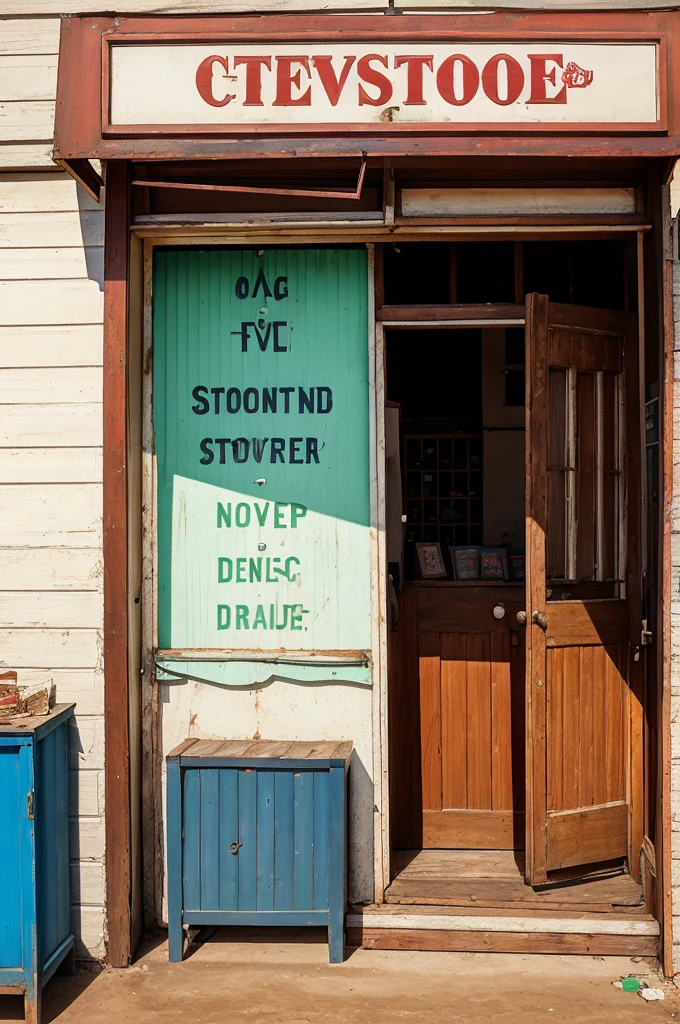 The shop's front door creaked open, its sign swaying gently in the breeze. Jesus, Red Devil, and I stood at the threshold, surveying our new venture. The interior was dusty, with shelves that longed for goods to display and a counter that had seen better days.