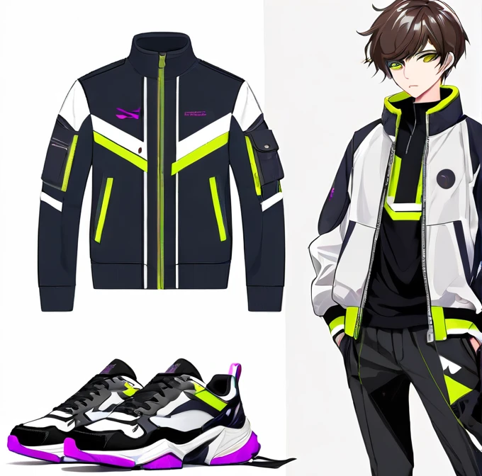 (masterpiece:1.4, best quality:1.4), Create an eye-catching anime character, a male with a fresh and futuristic style for 2024. This design focuses exclusively on the character, presented against a transparent or white background to emphasize his trendy appearance and modern accessories.
- Character: This young man exudes a cool, urban vibe with his state-of-the-art headphones, which are not only functional but also a major style statement. His hair is fashion-forward, featuring a bold cut and vibrant accents that match his headphones.
- Attire: He is dressed in a chic ensemble typical of 2024 fashion: a sleek, tech-enhanced jacket with subtle interactive elements, paired with stylish, form-fitting pants and innovative sneakers. The outfit blends high-tech functionality with cutting-edge street fashion.
- Accessories: His look is completed with contemporary gadgets like a holographic smartwatch and a multipurpose smart backpack. His headphones are the centerpiece, showcasing advanced design and technology.
- Setting: The character is rendered on a transparent or white background, ensuring that all attention is directed towards his attire and the detailed styling of his accessories. This backdrop choice highlights the vivid details and colors of his fashion without any background clutter.
- Atmosphere: Despite the absence of a detailed setting, the character’s pose and attire convey a narrative of him being a trendsetter in a metropolitan environment, ready to engage with cutting-edge technology and fashion.
- Color Palette: Utilize a modern palette that features neutrals mixed with striking color highlights that draw attention to key elements of his outfit and accessories, enhancing his overall trendy aesthetic.
This prompt is structured to deliver a vibrant portrayal of a 2024 anime male character, perfect for use in visual media where a clean and focused representation is required, such as graphic design, promotional content, or character merchandising.