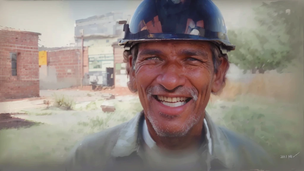 smiling man wearing helmet in front of brick building, photo realist, ivan bolivian, photo taken in 2 0 2 0, real life portrait, painting of a man, pepe the miner, photo of a man, highly detailed photo of happy, artwork by Pedro Bell, extremely detailed oil portrait, photographic portrait, Portrait photo, Um homem velho