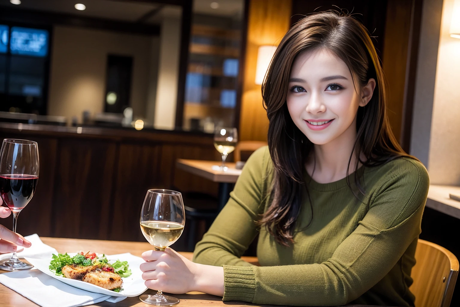 ((Highest quality、8k、masterpiece:1.3))、slimカップル、modelカップル、(Realistic, Intricate details:1.2), full-course dinner、Whiskey bottle and glass on the table、Single Malt、scotch、Rocks glass、Shot Glass、On the rock、Scotland、Amazing view of the sunset sky and clouds、A bright smile、The wonderfulness of smile、 Beautiful Face, blue eyes, The light shines on your face, blush, short hair,Bright Face、 (Age 37), 3,Two beauties、Brown Hair、Shortcuts、Long sleeve shirt、dress、Beautiful woman 1, (slimな顔), (The body is slim), (Brown Hair), (Shortcuts), cheeks turn a little red,Attractive beauty、restaurant, In a prominent place (From the waist up) Nova Frog Style, actress, model, Upper Body, White wine, slim, smile, (smile: 1.15), Beautiful fine grain, Depth f/2,saturation, High Contrast, Strong light and shadow,Moist Body:1.5、3D texture、Delicate eyes、Brown Hair、The hair is very shiny、