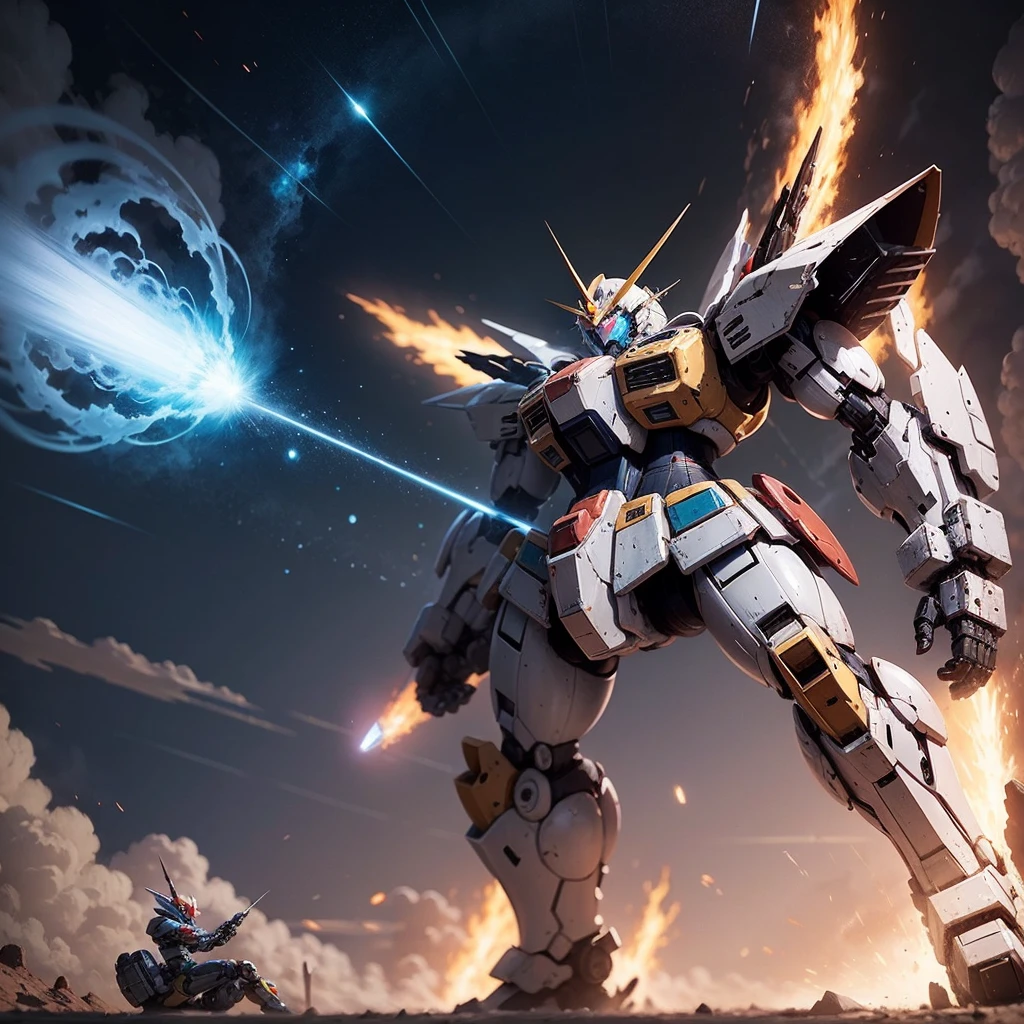 "Majestic mecha emanating unstoppable power, emanating an awe-inspiring aura." Gundam