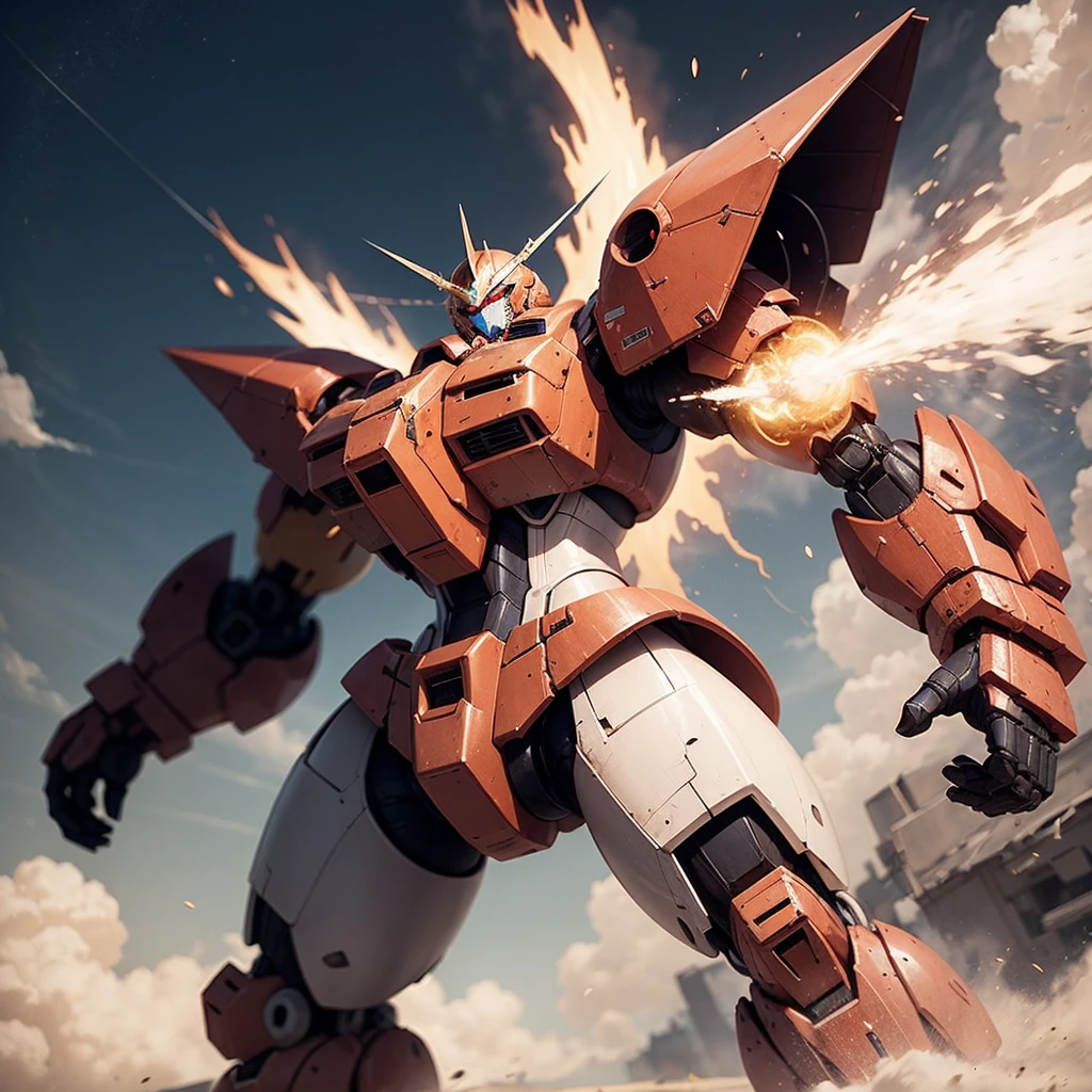 "Majestic mecha emanating unstoppable power, emanating an awe-inspiring aura." Gundam