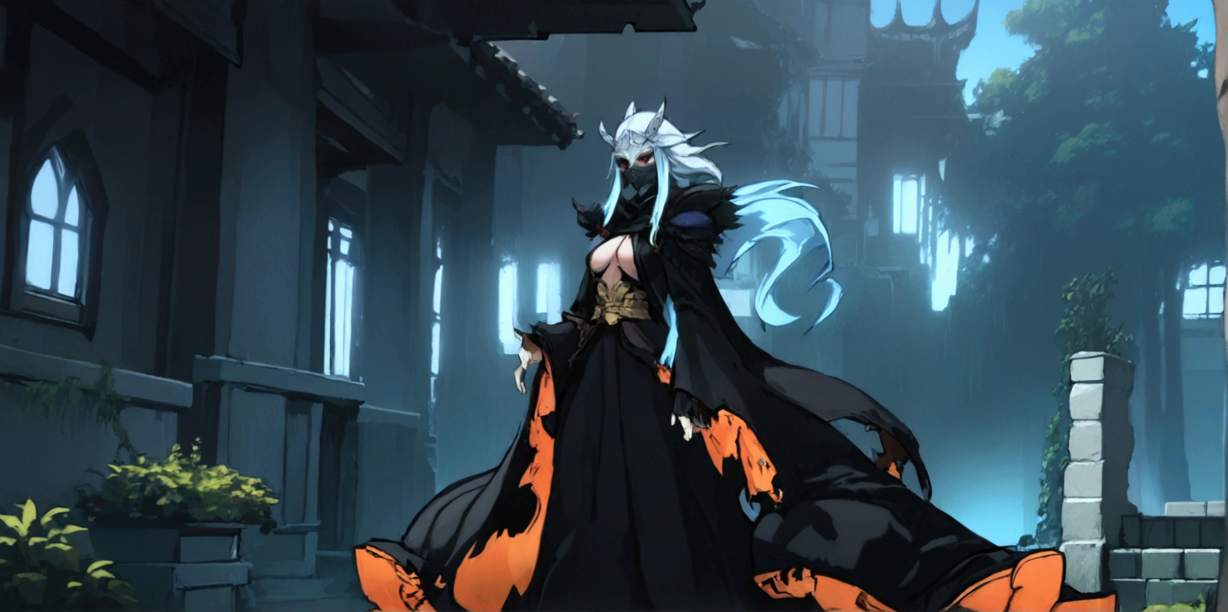 ninja mask, cape,close up, black heavy detailed clothes, single person, weapon, art, dark and malevolent, weapon, armor, powerful and intimidating, (masterpiece, best quality, ultra-detailed, best shadow), (detailed background, dark fantasy) dramatic light, intricate details, dark and malevolent, powerful and intimidating, Dark and foreboding, malevolent force, sinister and chilling, armor, high detailed background, girl in demon slayer art, demon slayer art style, epic anime art, God death