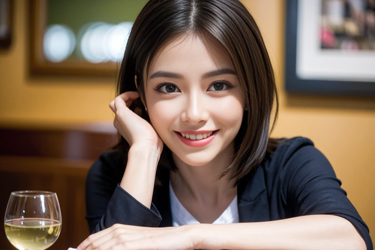 ((Highest quality、8K、masterpiece:1.3))、cute、slimカップル、modelカップル、actress男優、(Realistic, Intricate details:1.2), full-course dinner、Wine Party、Amazing view of the sunset sky and clouds、A bright smile、short hair,Bright Face、 (Age 37), 42 years old, red wine 、Appetizers、Italian food、Wine bottle、Champagne、sparkling wine、Two beauties、Brown Hair、Shortcuts、Long sleeve shirt、dress、Beautiful woman 1, (slimな顔), (The body is slim), (Brown Hair), (Shortcuts), cheeks turn a little red,Attractive beauty、restaurant, In a prominent place (From the waist up) Nova Frog Style, actress, model, Upper Body, White wine, slim, wine glass, 中央に置かれたwine glass, smile, (smile: 1.15), Beautiful fine grain, Depth f/2,saturation, High Contrast, Strong light and shadow,Moist Body:1.5、3D texture、Delicate eyes、Brown Hair、The hair is very shiny、