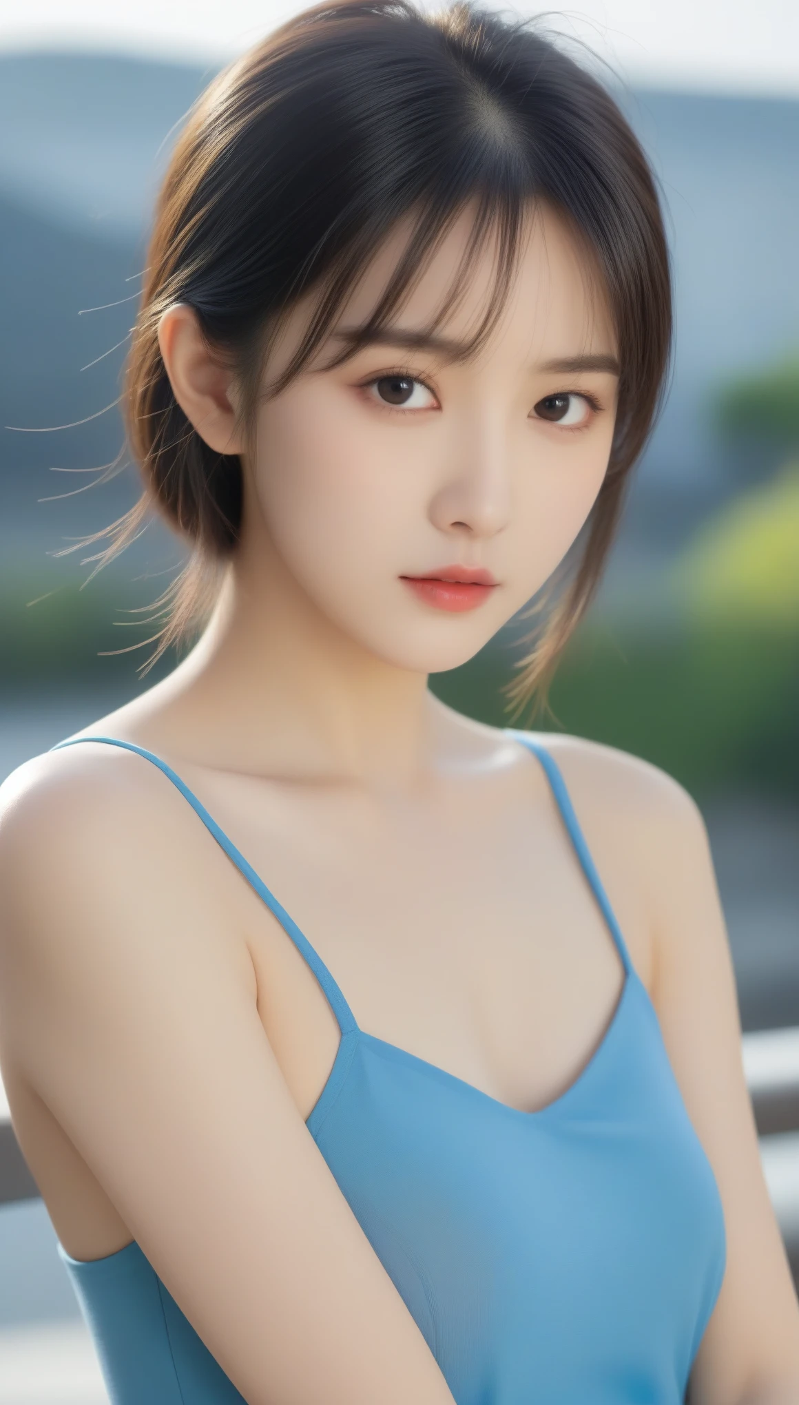 8K, Ultra-high resolution, Highest quality, masterpiece, 三分割法によるphotograph,Surreal, photograph, 1 Girl, (16 years old:1.3), pretty girl, Cute face, Beautiful eyes in every detail, 細かくdetailedに,masterpiece,One Girl:1.2, Japan Female Announcer, whole body,glaring,Black Hair,Bob with bangs,A city near the future,cyber punk,(Highest quality, 8K, masterpiece, Best image quality,  Ultra HD, Delicate and smooth skin, Realistic Skin, Perfect and beautiful face ,完璧でCute face, Skin with attention to detail, Perfect limbs、Narrow waist、Thin legs)、Browsing Caution、Sulky face、(High leg cut),Beautiful leg line beauty,Looking at the audience、beauty,Long neck、(((Ideal body type))),A cup small breasts :2,、Portraiture:2、Perfect ???????、鮮明なdetailed、detailed、Surreal、Light and shadow,Strong light