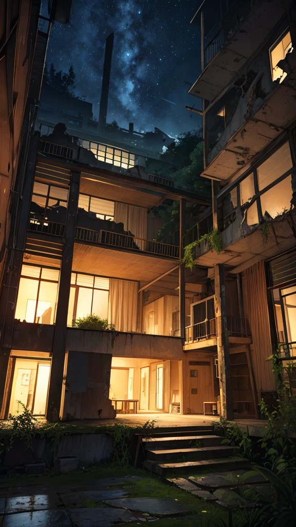 Modern ruins、indoor、dim、night、Creatures
