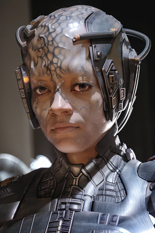 (tawny newsome:1.2), (black skin:1.2), (liquid metal girl sttldunf uniform:1.2),Borg (Liquid Metal sttldunf uniform:1.2) being (((gray skin veins metal armor Borg))) ballgag, leather catsuit, belt, lying, prisoner, (best quality,4k,8k,highres,masterpiece:1.2),ultra-detailed,(realistic,photorealistic,photo-realistic:1.37),dark moody lighting,dramatic chiaroscuro,cinematic, (portrait:1.2)
