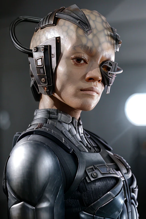 (tawny newsome:1.2), (black skin:1.2), (liquid metal girl sttldunf uniform:1.2),Borg (Liquid Metal sttldunf uniform:1.2) being (((gray skin veins metal armor Borg))) ballgag, leather catsuit, belt, lying, prisoner, (best quality,4k,8k,highres,masterpiece:1.2),ultra-detailed,(realistic,photorealistic,photo-realistic:1.37),dark moody lighting,dramatic chiaroscuro,cinematic, (portrait:1.2)
