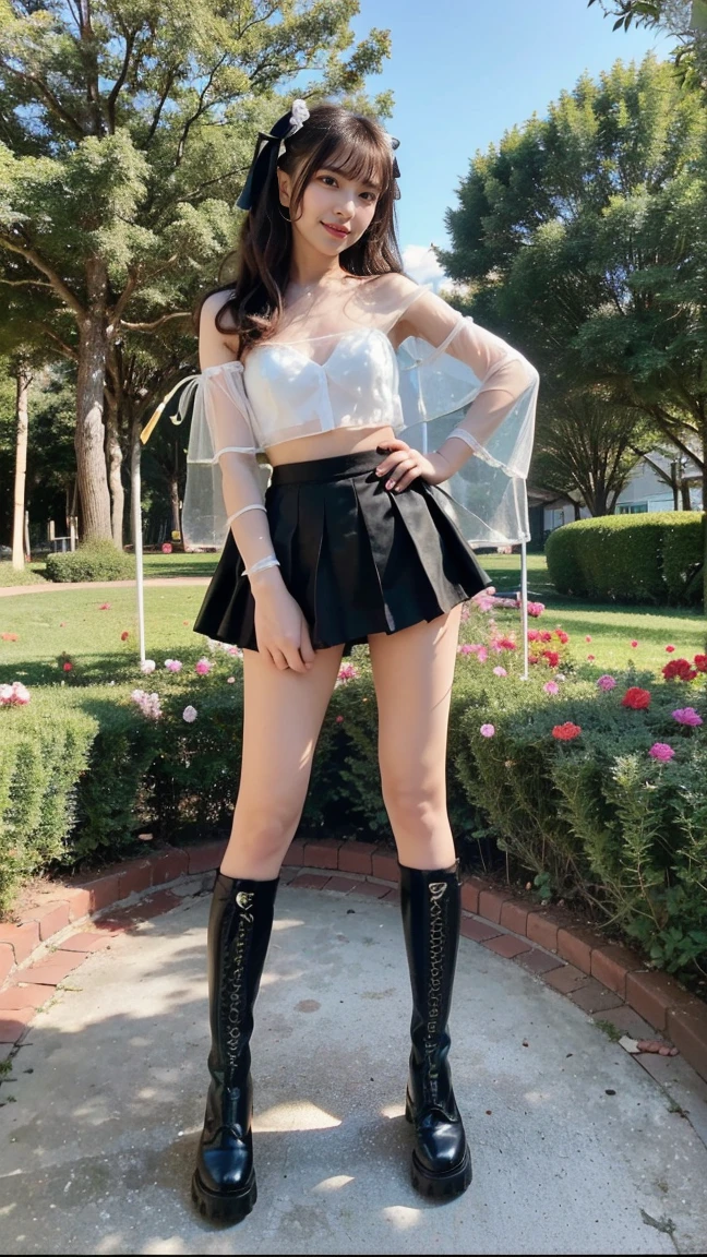 heeled sandals, beautiful landscape, treesA woman wearing a blouse and dark tight skirt, Symmetrical blouse, tight skirt and thin belt, Elegant materials and design, ,cosmetic, (lipstick: 1.1), (Eyeliner: 1.2), mascara, An Asian Japanese woman,super thick thighs, enormous busty,25 years old,big eyes,elegant temperament elegant temperament,(masterpiece:1.2, best quality), Practical, (The true situation,25 years old, Intricate details, Depth of Field), careful, The content is very detailed, This is a perfect face, Perfect body, Large Model, Mature woman, High,8K,best quality, masterpiece, Ultra-high resolution,(lifelike:1.4), original photo, Stay focused, detailed, Dramatic, Exquisite beautiful woman, (tall and straight:1.1),,half butterfly earrings, double ring necklace, (:1.05), (25 years old, : 1.4),Long curly hair, Dynamic angle, (red lips)