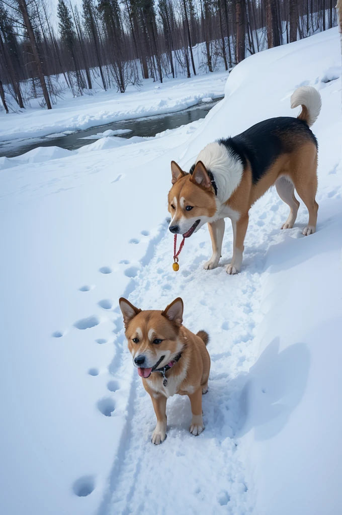 A dog urinating in Siberia
