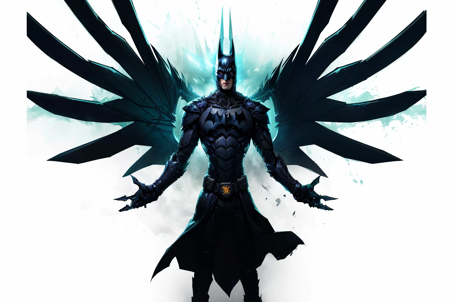 Batman, the dark knight in a dark suit with wings, Noturno de League of Legends, omen of valorant, high quality digital concept art, epic fantasy digital art style, Epic digital art illustration, dota 2 hero, dota 2 hero, Bad man, Epic digital art, crow in cybernetic armor, dark supervillain, Dota 2 concept art, epic digital painting