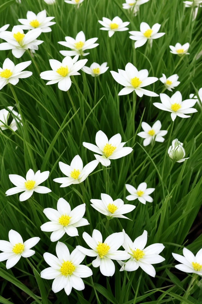 there are many white flowers that are growing in the grass, a macro photograph by Igor Zenin, flickr, art nouveau, extremely beautiful and ethereal, glowing flowers, luminous flowers, ethereal!!!!!!!, ethereal beauty, pale green glow, glowing delicate flower, magical flowers, incredibly ethereal, beautiful!!!!!!!!!, glowing neon flowers, pale green backlit glow, very ethereal