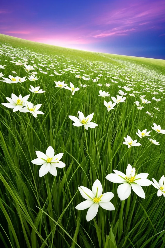 there are many white flowers that are growing in the grass, a macro photograph by Igor Zenin, flickr, art nouveau, extremely beautiful and ethereal, glowing flowers, luminous flowers, ethereal!!!!!!!, ethereal beauty, pale green glow, glowing delicate flower, magical flowers, incredibly ethereal, beautiful!!!!!!!!!, glowing neon flowers, pale green backlit glow, very ethereal