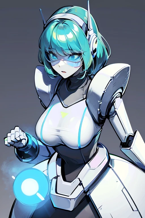 empty eyes,robotized woman ,big bust,Robot Joint ,Metal skin,dress,android,Robot Suit