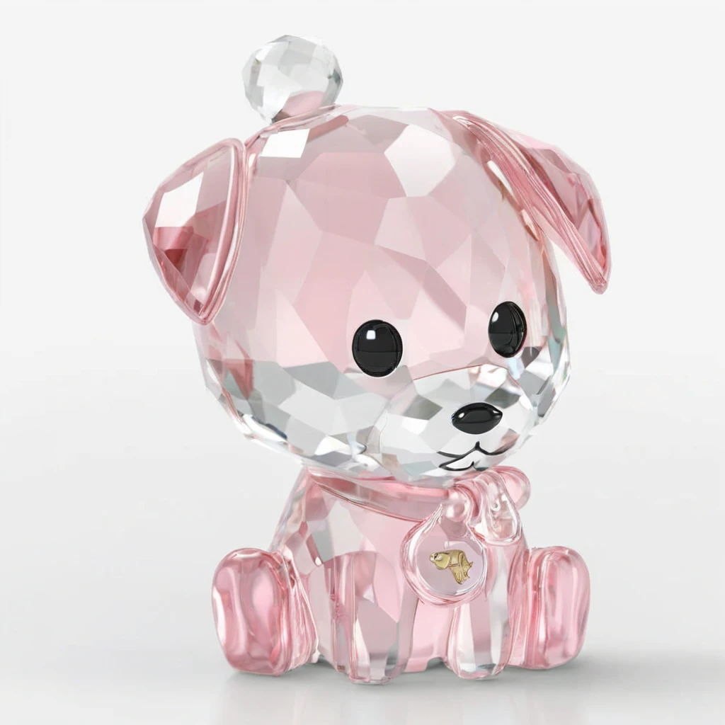 professional 3d model glass, chibi,dog(マルチーズとミニチュアピンシャーのミックス犬),, 8k,Highly detailed,Digital photography,High definition, . octane render, highly detailed, volumetric, dramatic lighting