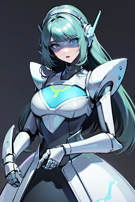 empty eyes,robotized woman ,big bust,Robot Joint ,Metal skin,dress,android,Robot Suit