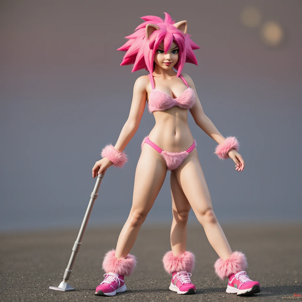 Amy Rose, from Sonic, girl, pink hair and fur, furry, hedgehog, full body, 3D, best quality, high details, hot pick