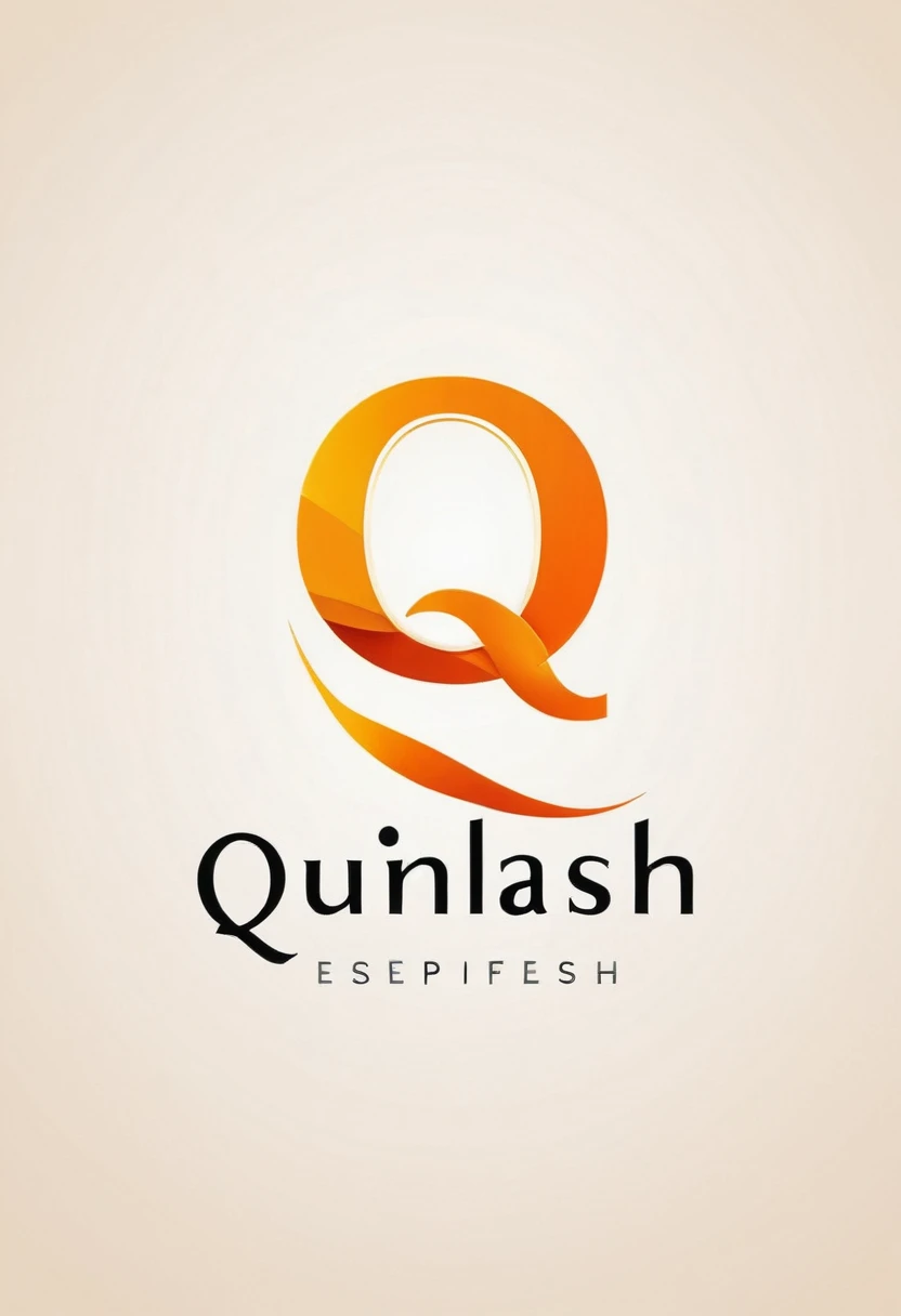 (flat style logo design) Style: Modern, elegant, sophisticated
Primary colors: orange,
Design requirements:
Combine the letter "Q" and the eyelash symbol harmoniously.
((The eyelash image must be smoothly and reasonably combined into the letter "Q".)), The letter "Q" must be soft and luxuriously stylized to match the eyelashes
The eyelash symbol should be creatively integrated into the letter "Q".
The rest of the "Quinlash" should use an elegant, readable font.
The logo should reflect the professionalism and sophistication of the beauty brand.
Consider adding shadow effects or gradients to create depth and emphasis.