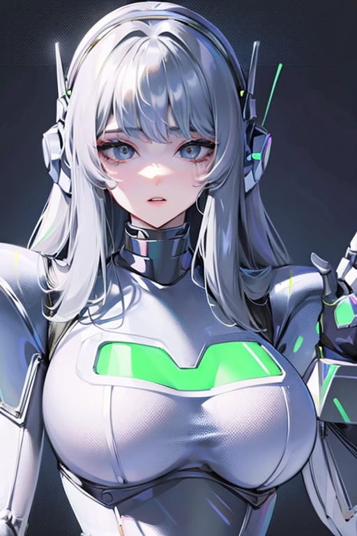 empty eyes,robotized woman ,big bust,Robot Joint ,Metal skin,dress,android,Robot Suit