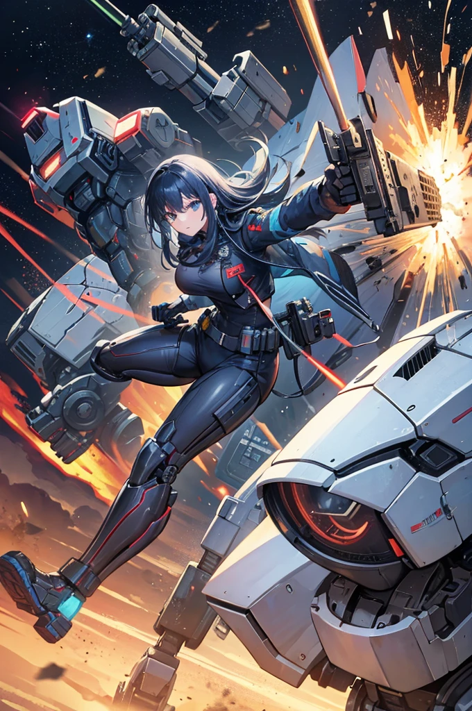 Machine gun Sam battling the Galactic robot