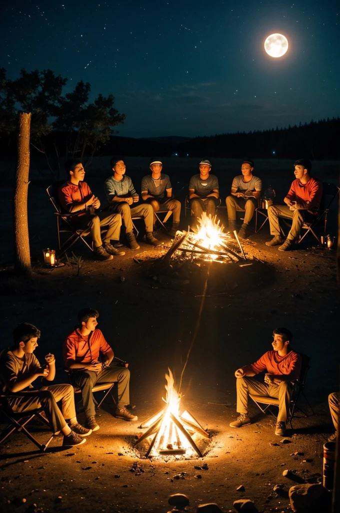 While talking with friends around the campfire on a full moon night