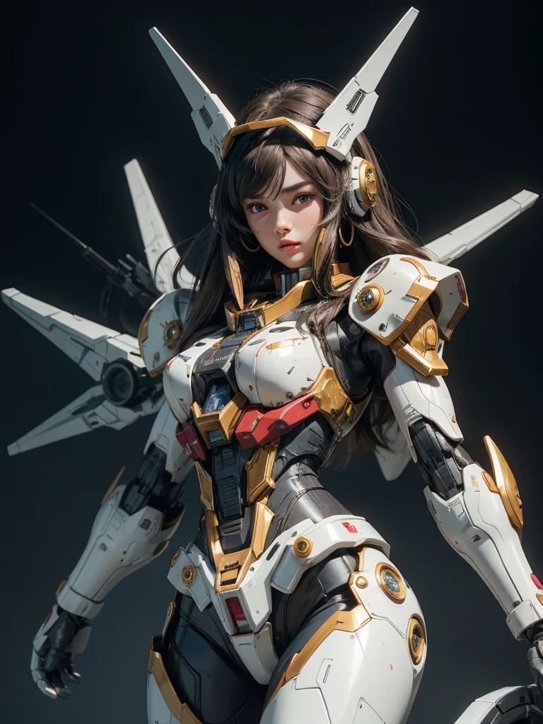 Textured skin, Super Detail, high details, High quality, Best Quality, hight resolution, 1080p, Gorgeous beauty、Girl with Beautiful Mecha Body、(Gundam) Girl with robot body