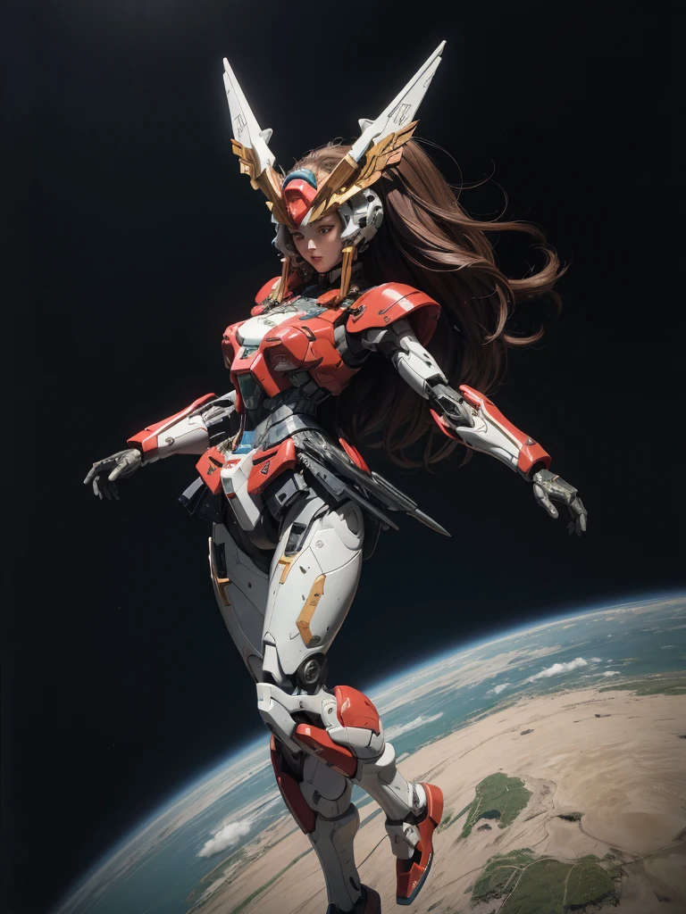 Textured skin, Super Detail, high details, High quality, Best Quality, hight resolution, 1080p, Gorgeous beauty、Girl with Beautiful Mecha Body、(Gundam) Girl with robot body