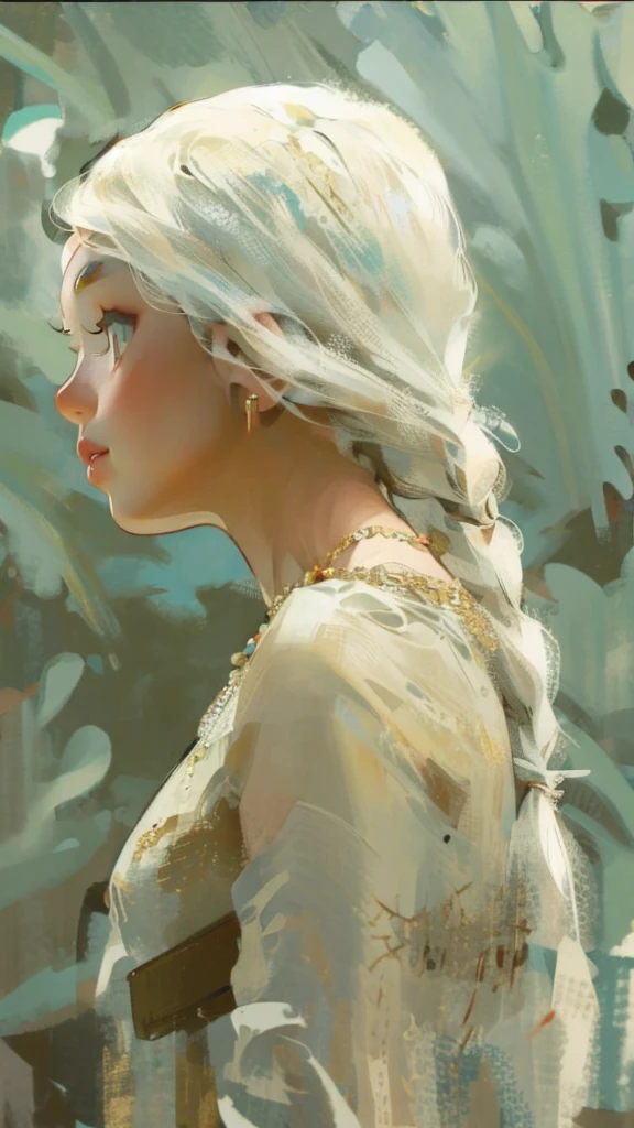 Girl with white wavy hair,side braids,beautiful necklace, Targaryen women hairstyle,beautiful gold tiara, red and black dress